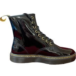 Doc Dr. Martens Womens Size 8 Airwair Combat Shiny Black Leather Boots ZAVALA